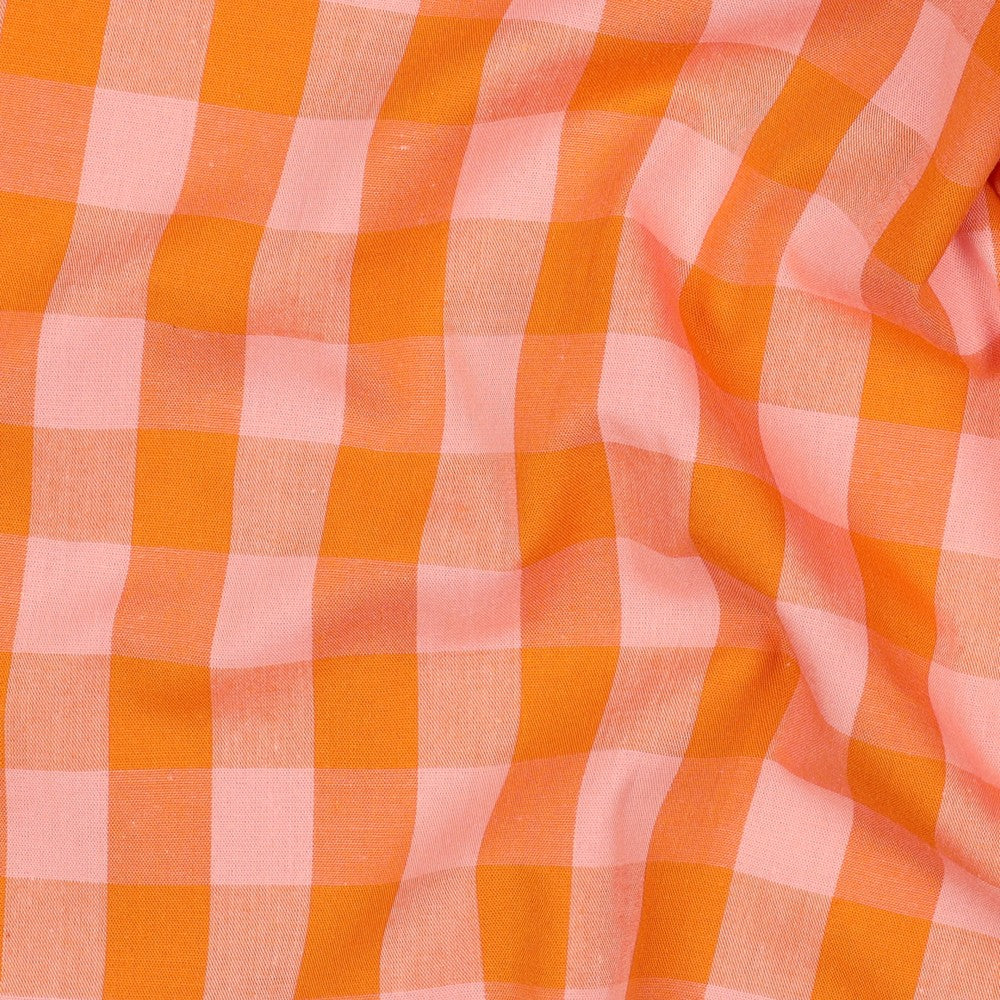 Baumwolle Karo Yarn Dyed orange lachs