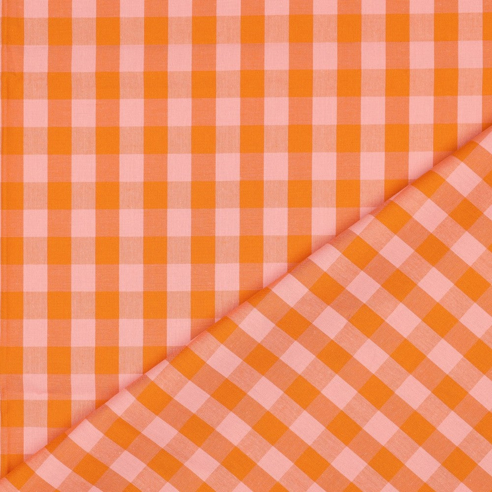 Baumwolle Karo Yarn Dyed orange lachs