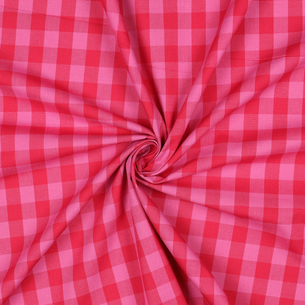BALD ERHÄLTLICH - Baumwolle Karo Yarn Dyed rot pink
