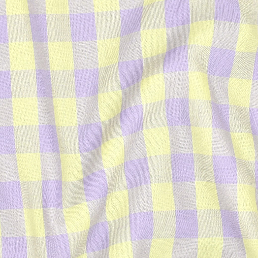 BALD ERHÄLTLICH - Baumwolle Karo Yarn Dyed gelb flieder