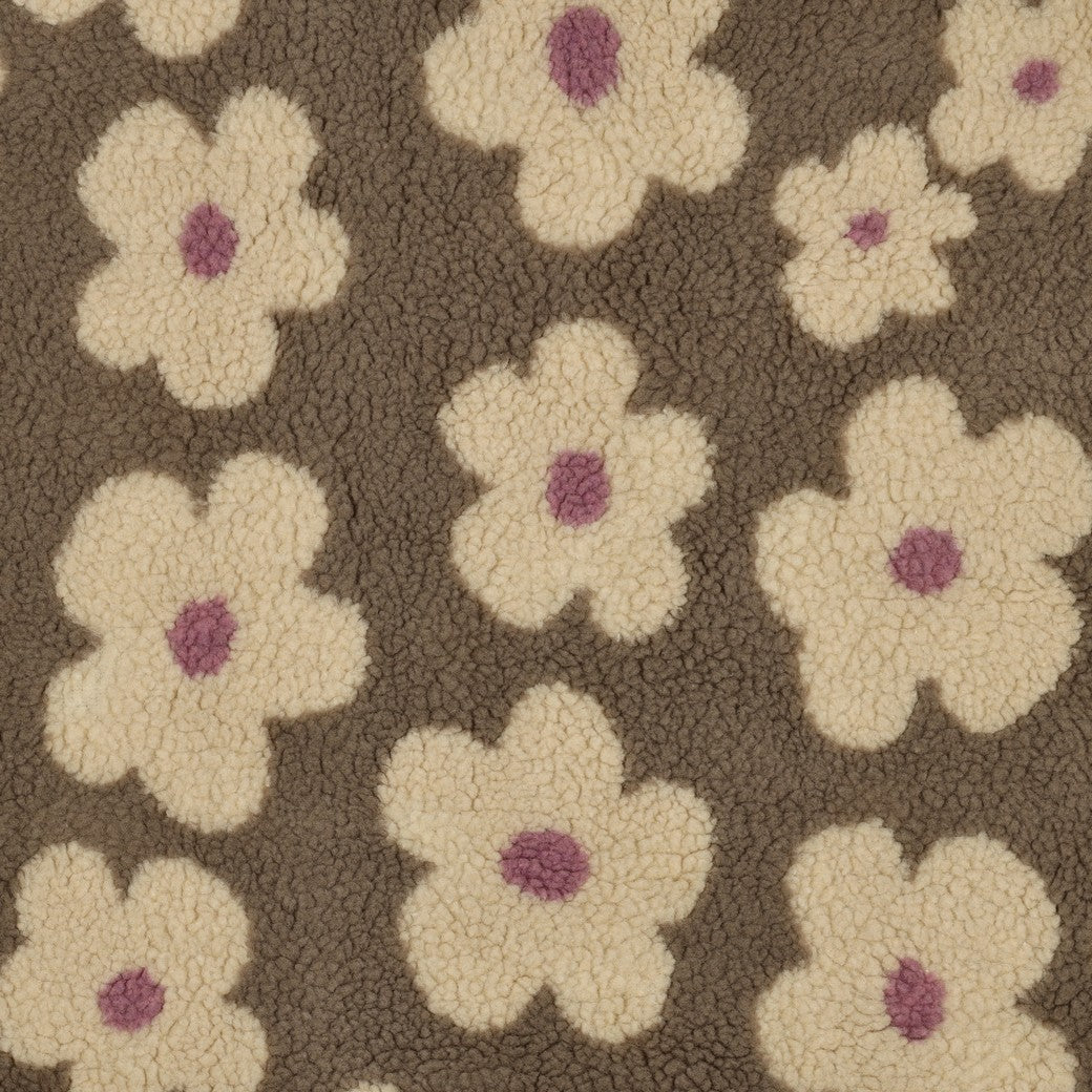 BALD ERHÄLTLICH - Teddystoff Flowers taupe ecru