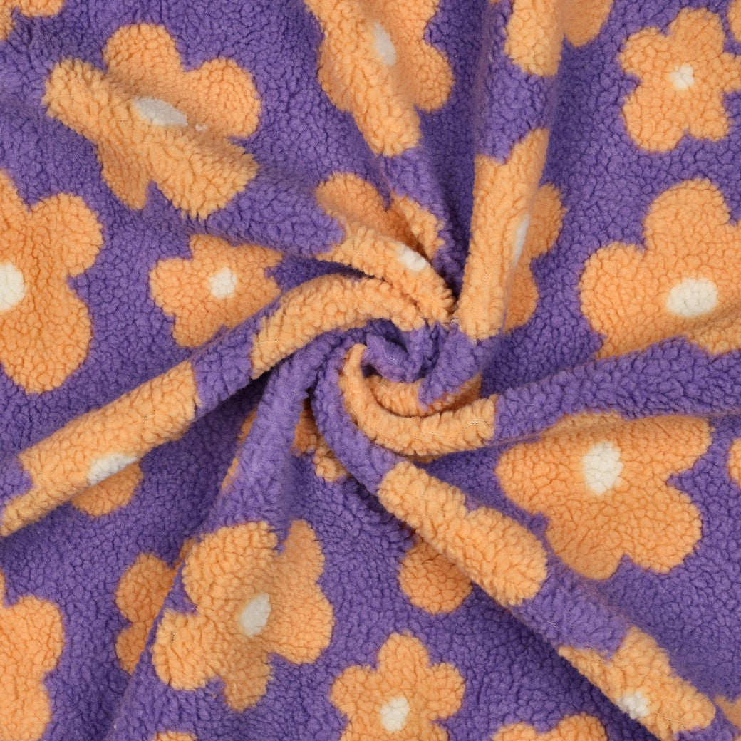 BALD ERHÄLTLICH - Teddystoff Flowers lilac apricot