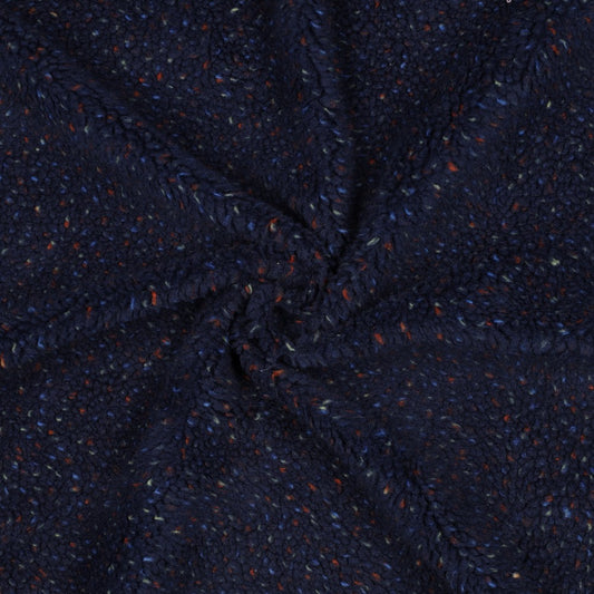 Teddystoff Tweed Konfetti navy blau ecru
