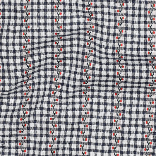 Baumwolle Jacquard Flowers navy