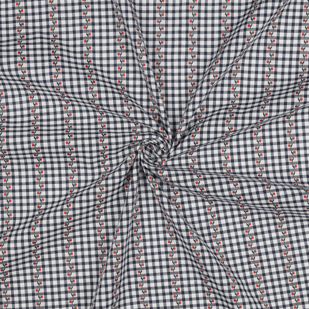 Baumwolle Jacquard Flowers navy