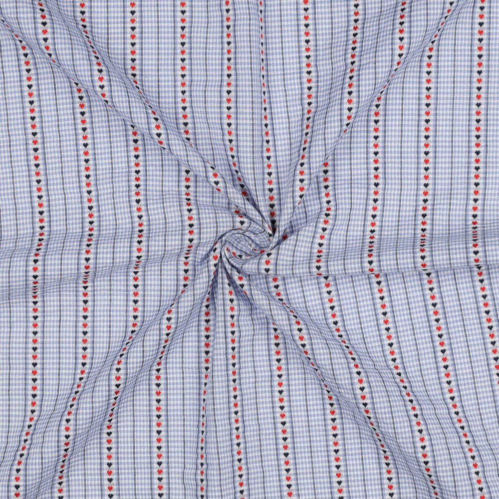 Baumwolle Jacquard Hearts Herzen hellblau