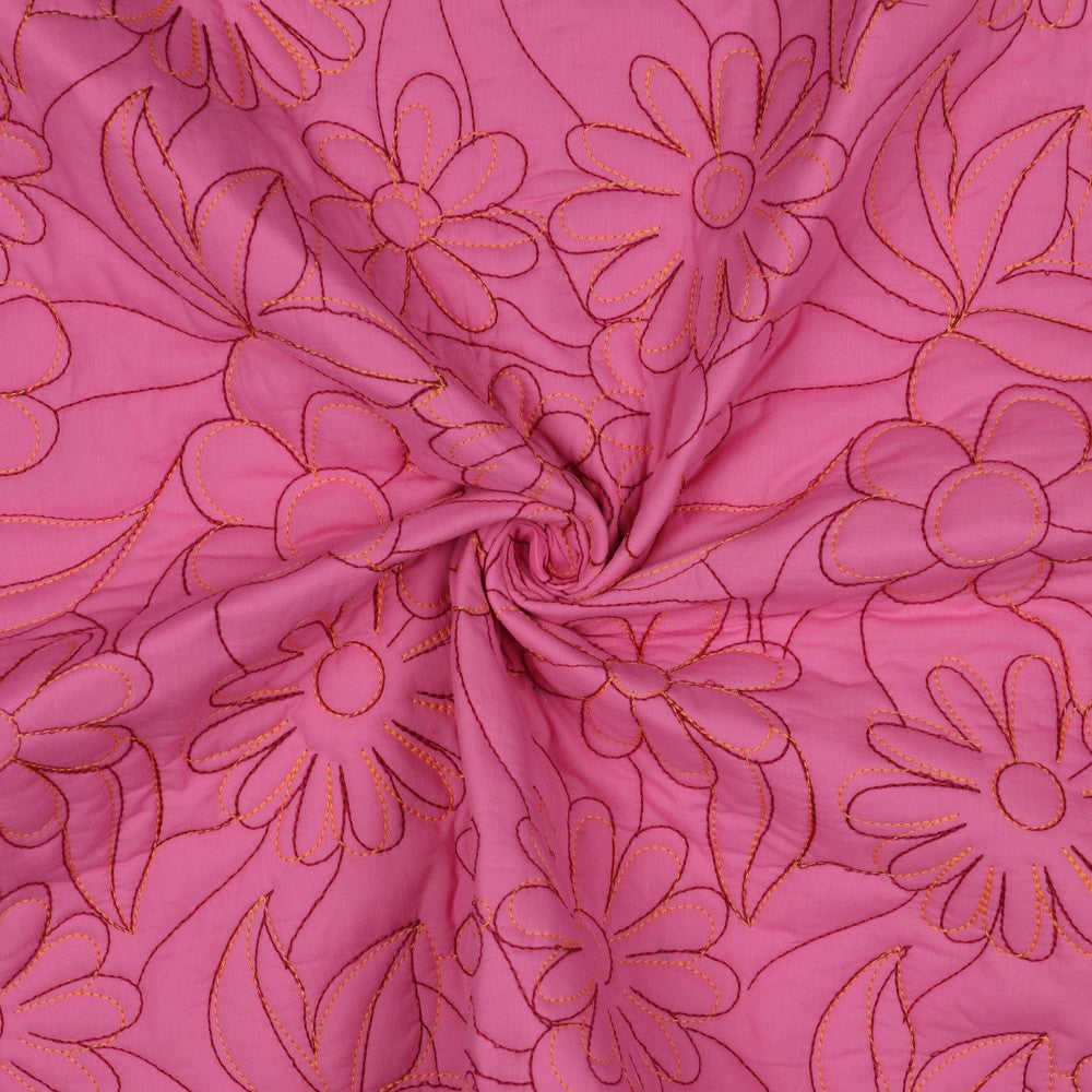 Stepper Baumwolle bestickt Blumen rosa pink