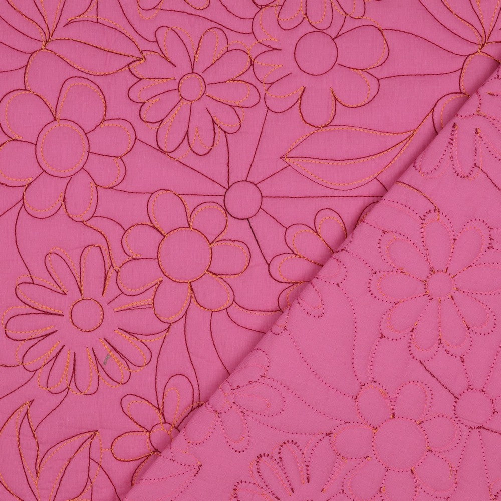 Stepper Baumwolle bestickt Blumen rosa pink