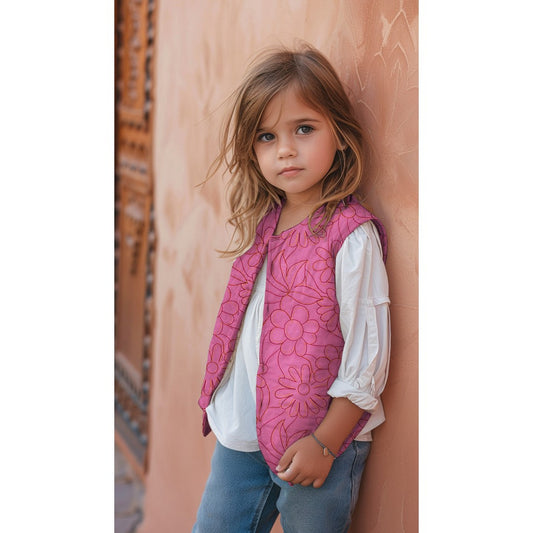 Stepper Baumwolle bestickt Blumen rosa pink