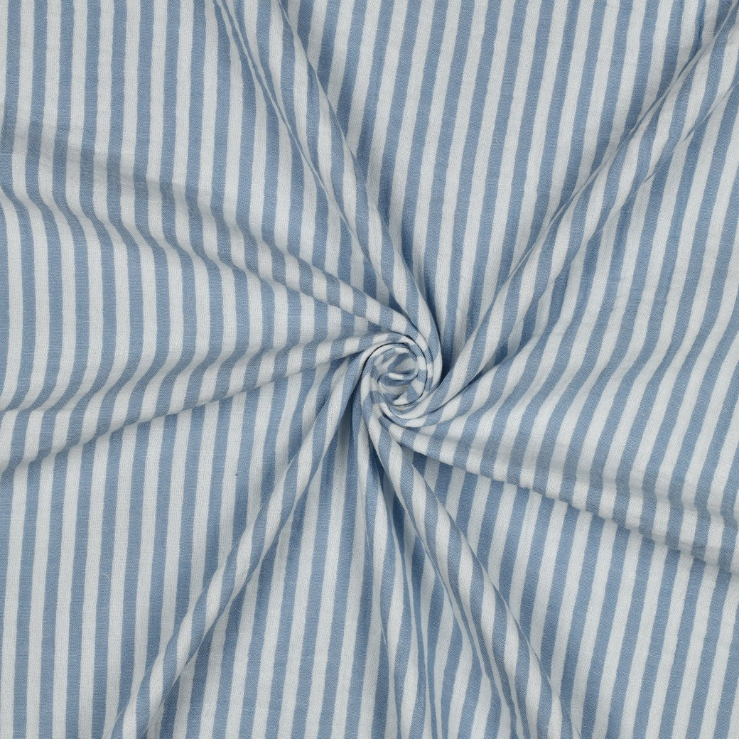 Musselin garngefärbt Streifen blau weiß