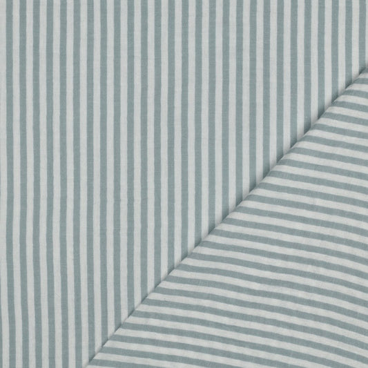 Bald erhältlich - Musselin garngefärbt Streifen salbei weiß