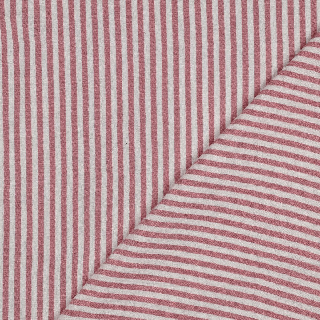 Bald erhältlich - Musselin garngefärbt Streifen rose weiß