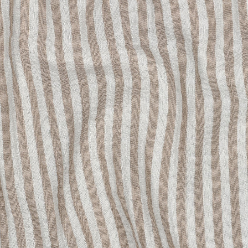 BALD ERHÄLTLICH - Musselin garngefärbt Streifen beige