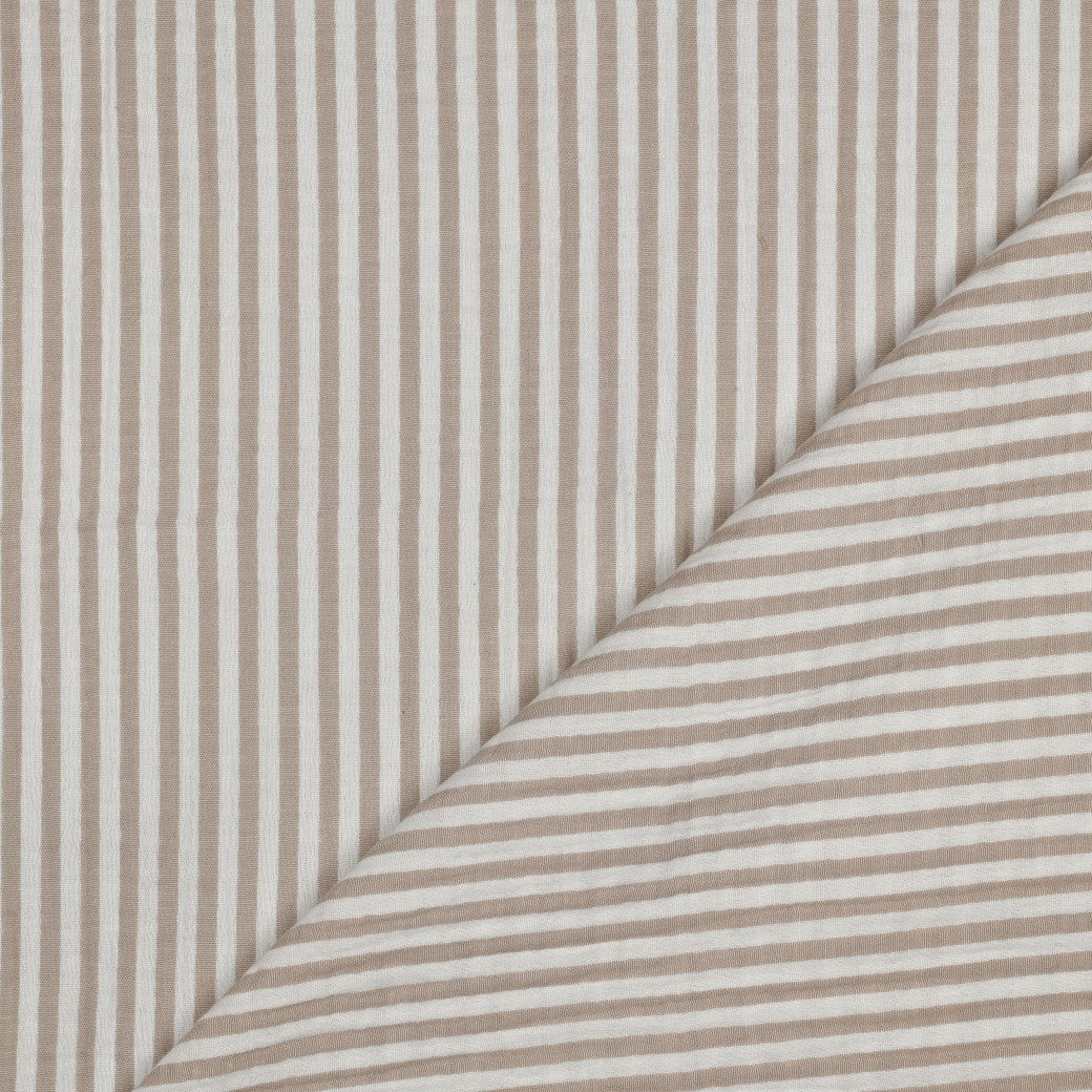 BALD ERHÄLTLICH - Musselin garngefärbt Streifen beige