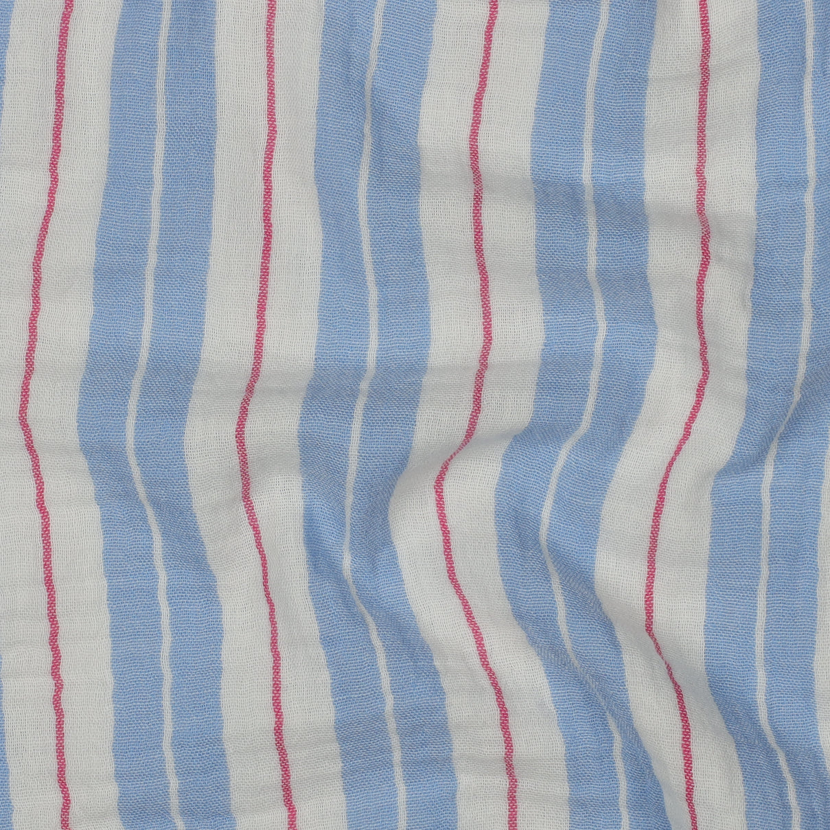 Musselin garngefärbt Streifen jeansblau rot