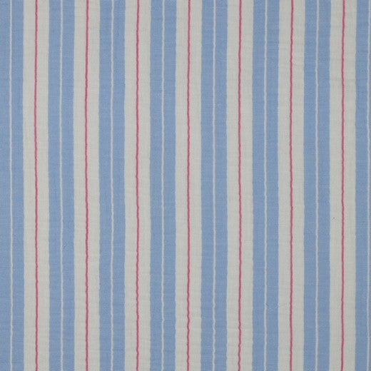 Musselin garngefärbt Streifen jeansblau rot