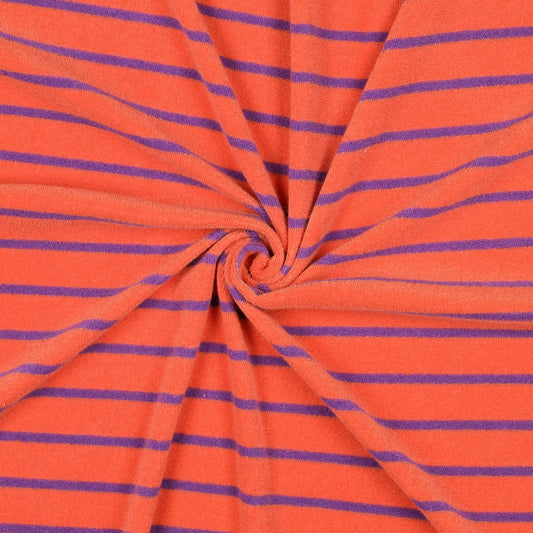 Frottee Baumwolle yarn dyed Stripes orange lila
