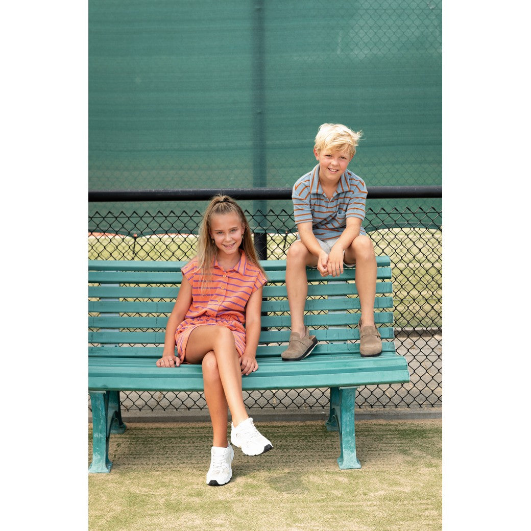 Frottee Baumwolle yarn dyed Stripes orange lila