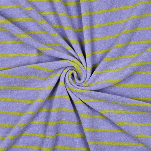 Frottee Baumwolle yarn dyed Stripes lila limette