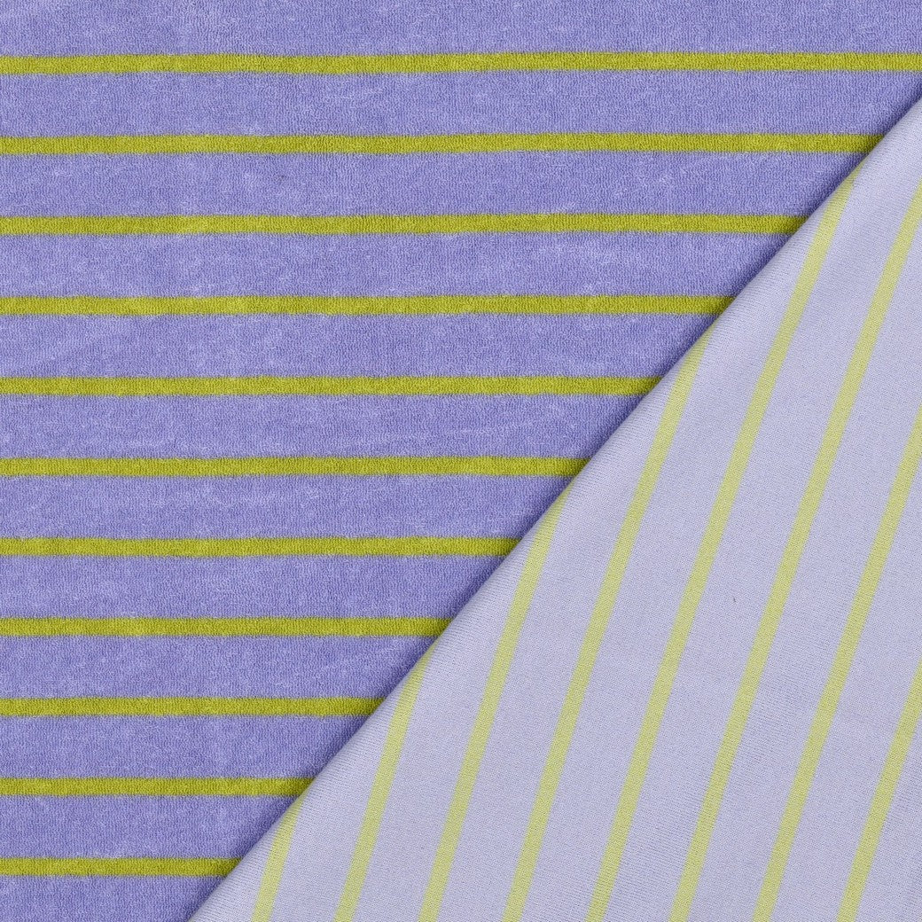 Frottee Baumwolle yarn dyed Stripes lila limette