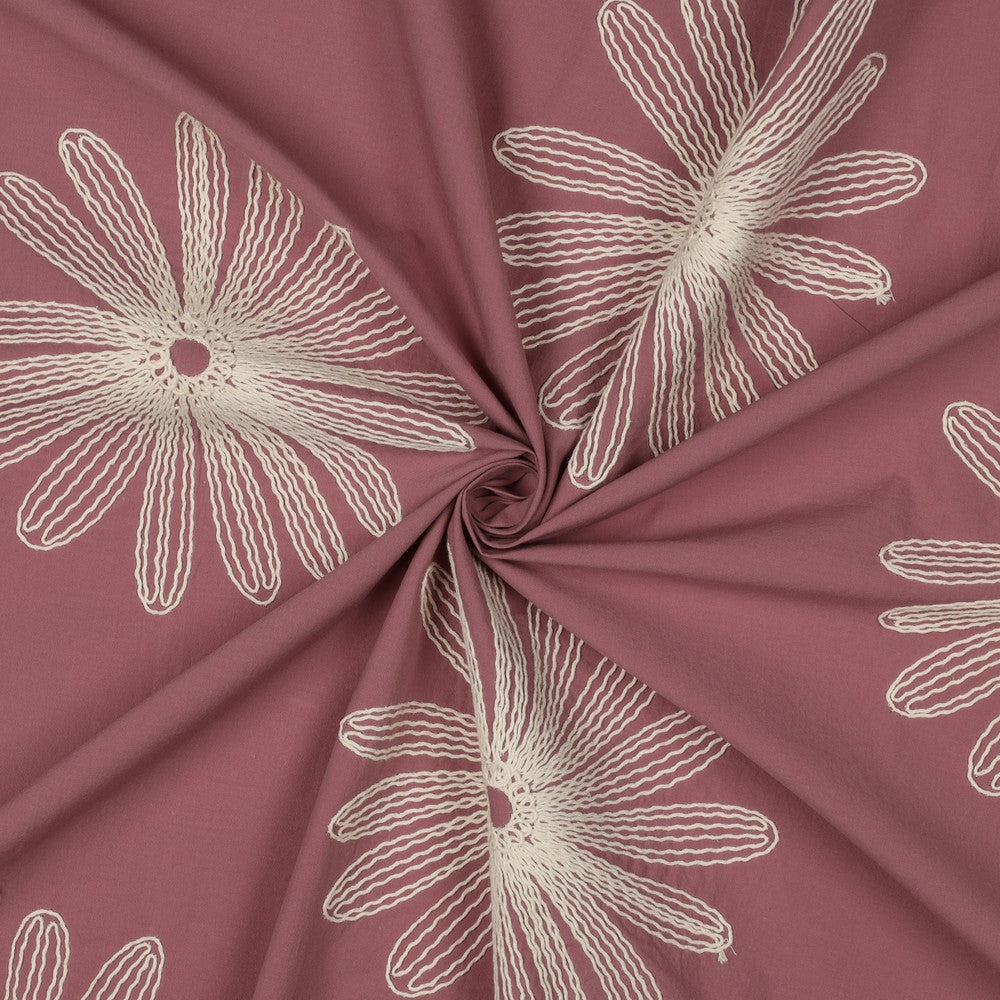Baumwolle bestickt Blumen mauve