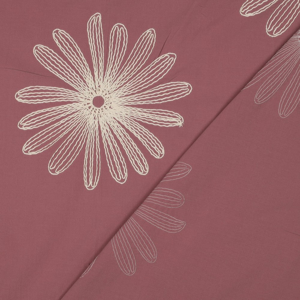Baumwolle bestickt Blumen mauve