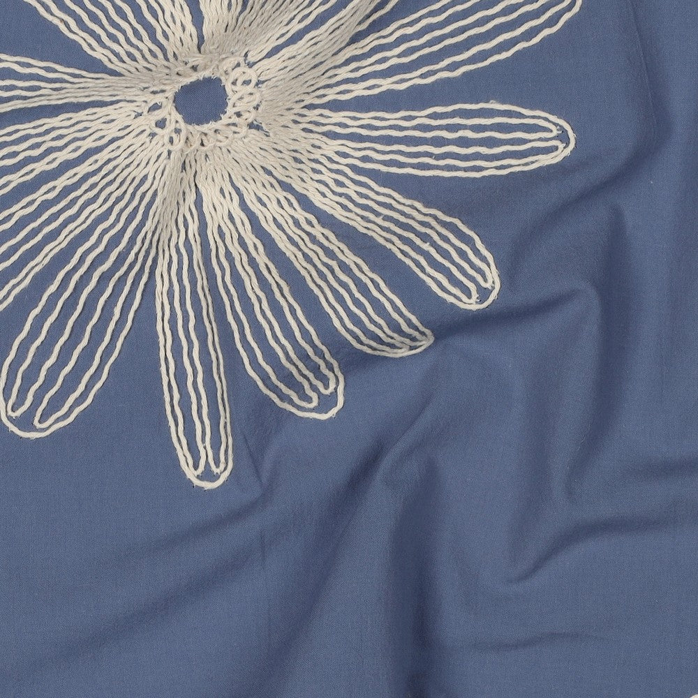Baumwolle bestickt Blumen jeansblau
