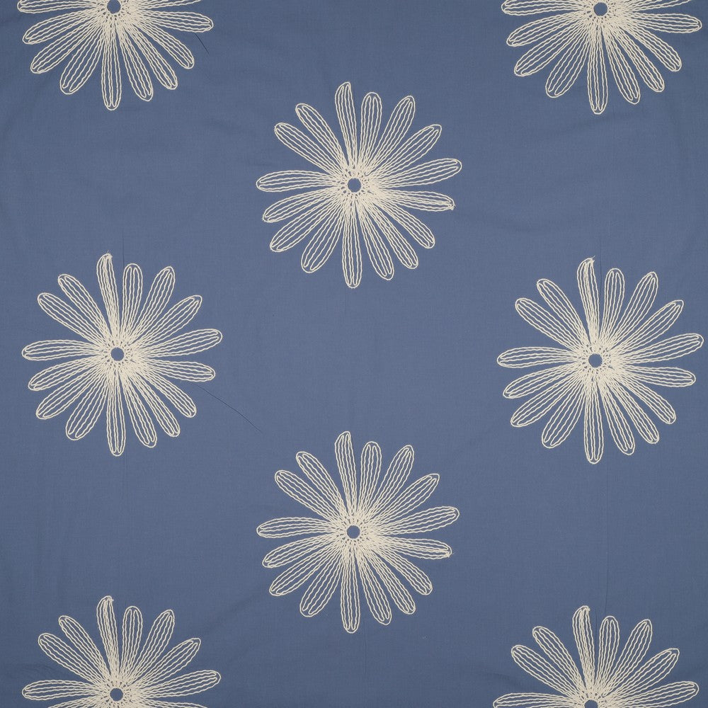 Baumwolle bestickt Blumen jeansblau