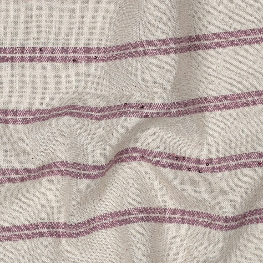 Leinen Streifen Lurex Pailletten natur blush