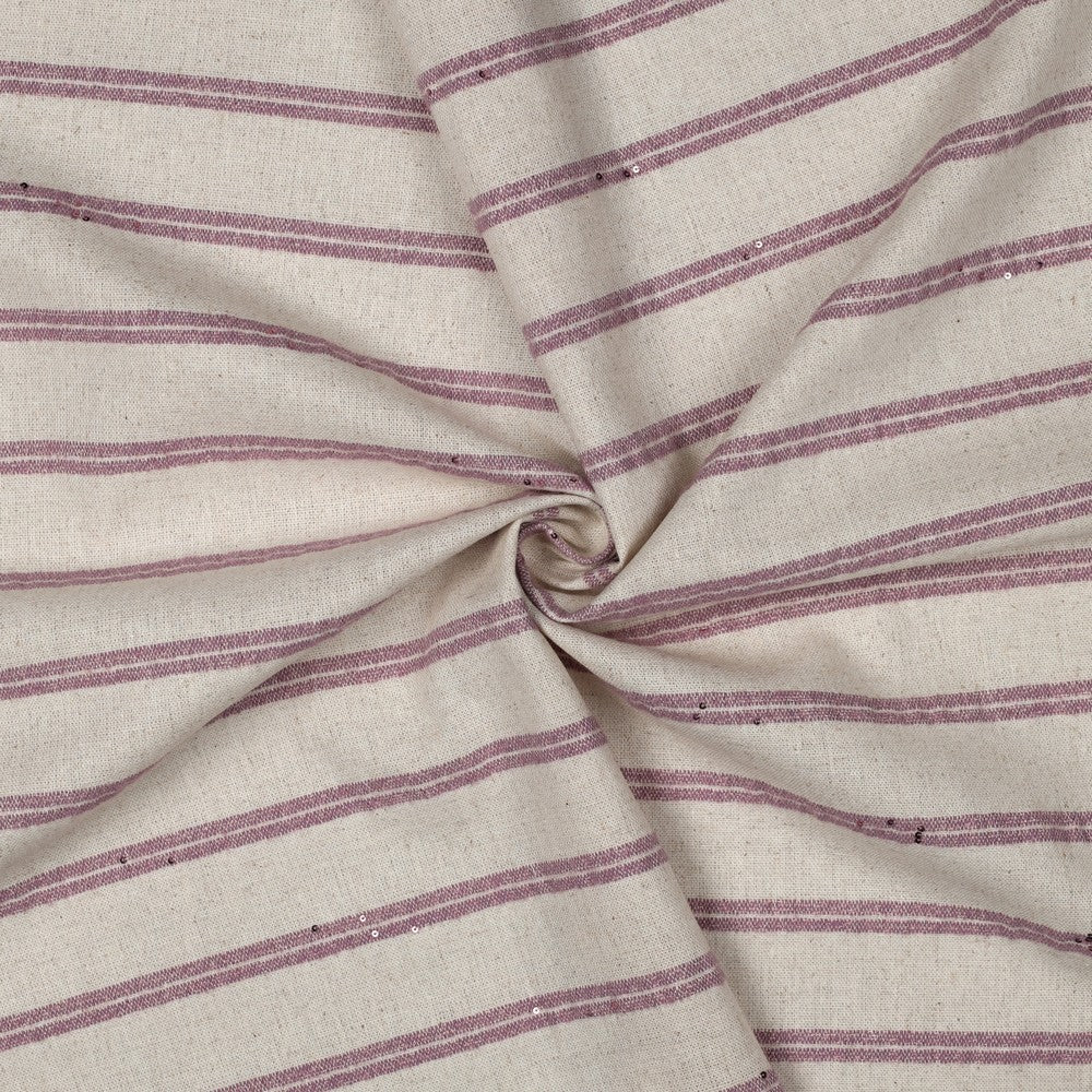 Leinen Streifen Lurex Pailletten natur blush