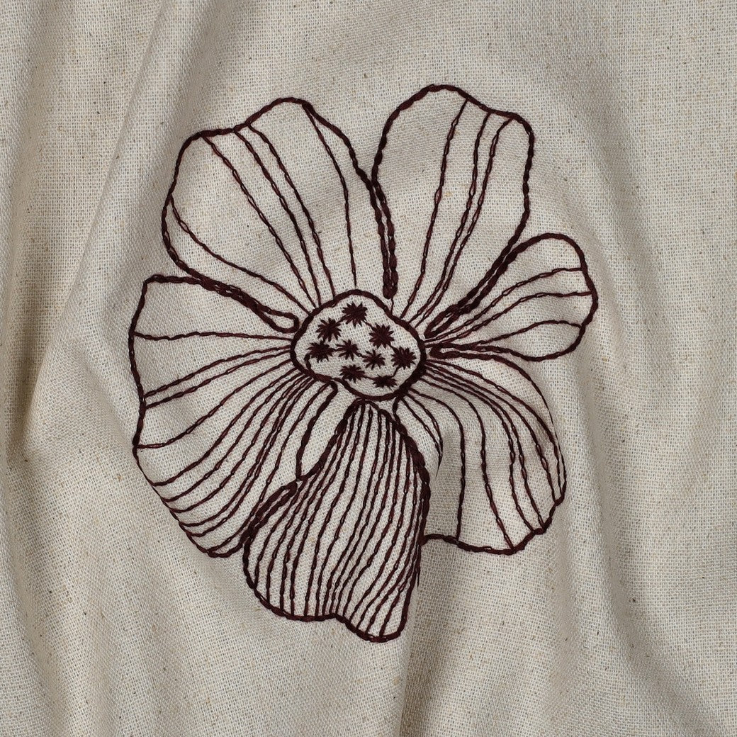 Leinen Viskose bestickt Blumen natur