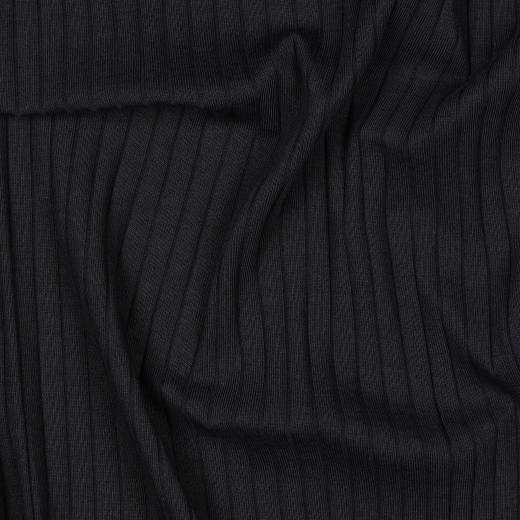 Jersey Rippenjersey uni breit schwarz