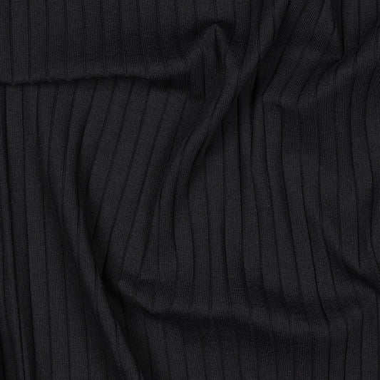 Jersey Rippenjersey uni breit schwarz