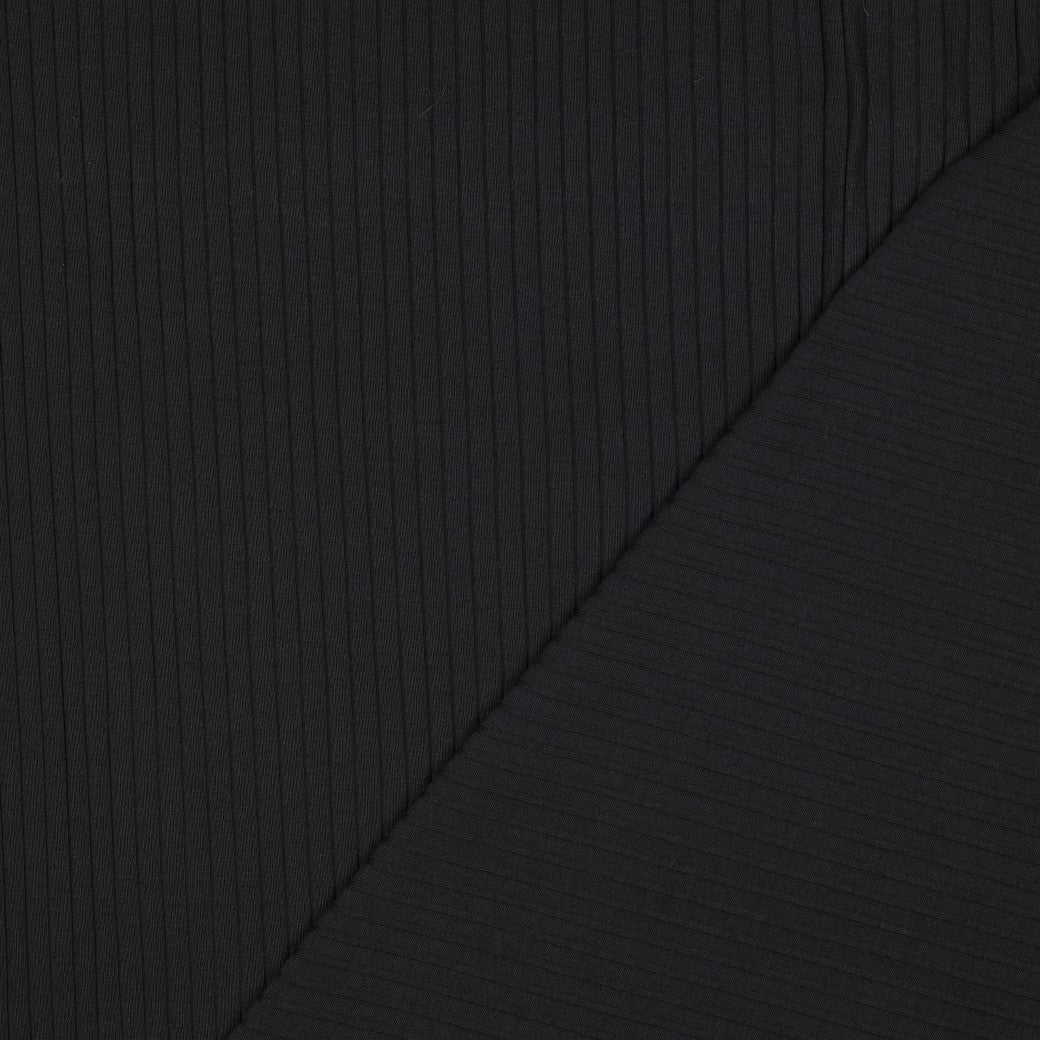 Jersey Rippenjersey uni breit schwarz