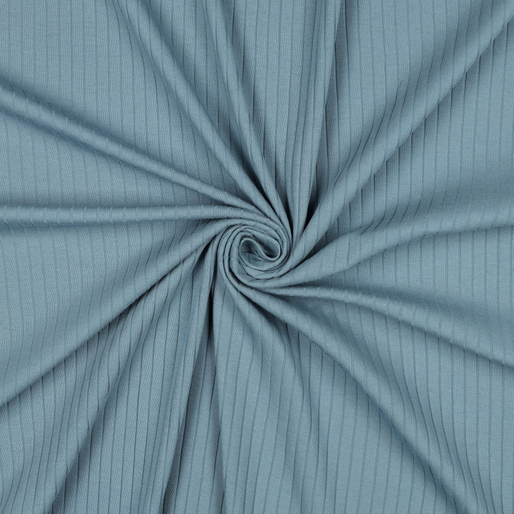 Bald erhältlich - Jersey Rippenjersey uni breit jeansblau