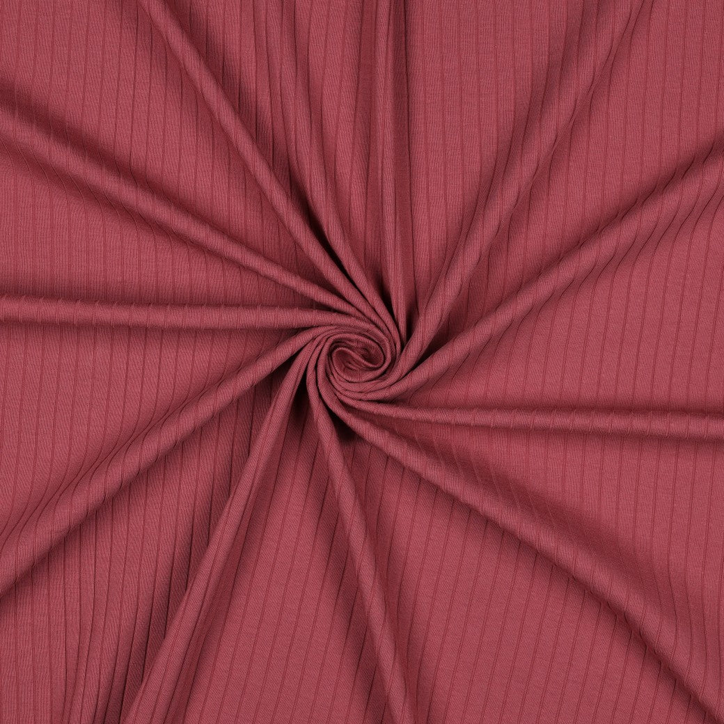 Bald erhältlich - Jersey Rippenjersey uni breit dunkel blush