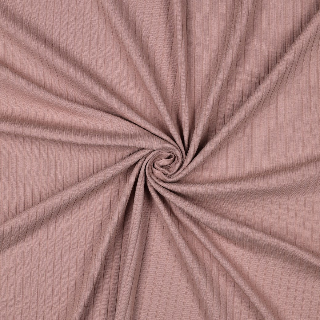 Bald erhältlich - Jersey Rippenjersey uni breit dunkel puder