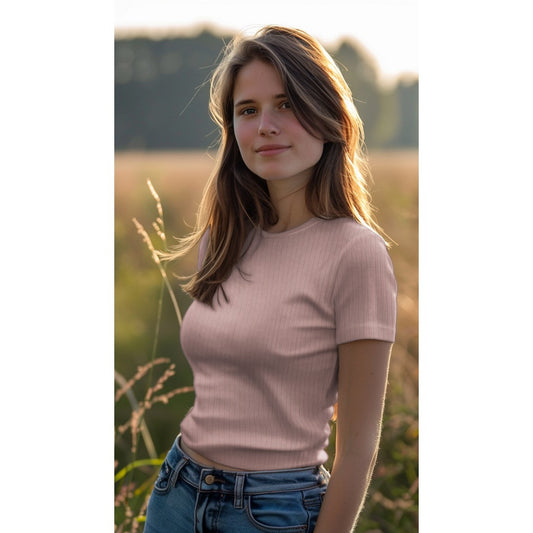 Bald erhältlich - Jersey Rippenjersey uni breit dunkel puder