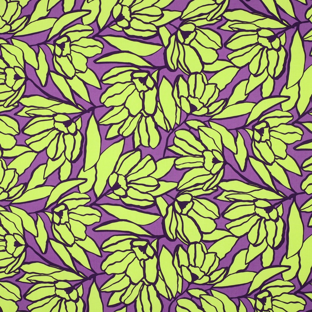 Viskose lenzing ecovero Inked Bouquet violett lime Nerida Hansen