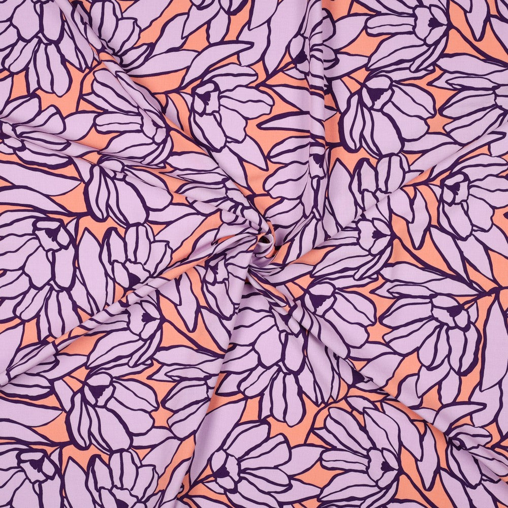 Viskose lenzing ecovero Inked Bouquet peach lavender Nerida Hansen