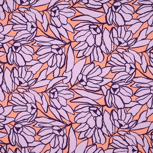 Viskose lenzing ecovero Inked Bouquet peach lavender Nerida Hansen
