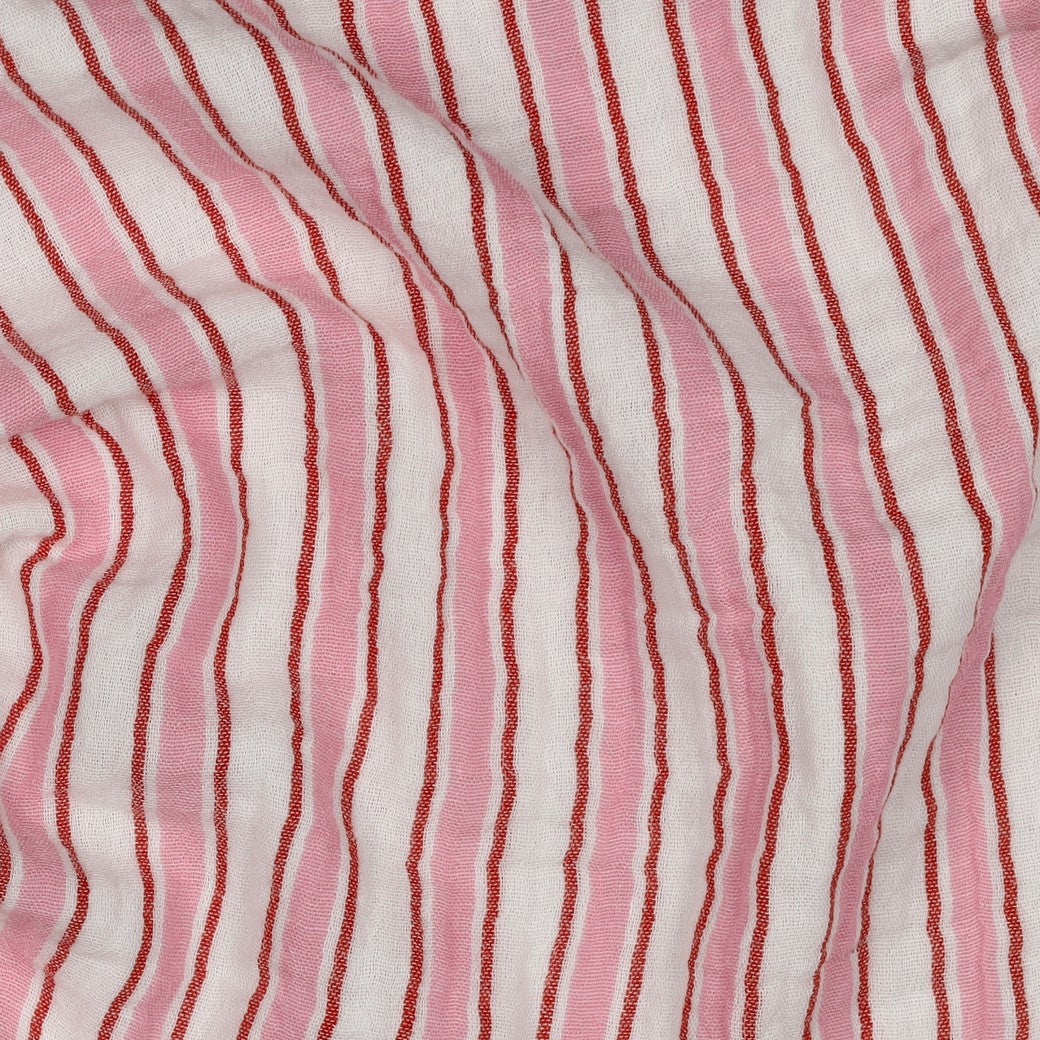 Musselin garngefärbt Streifen breit rosa rot