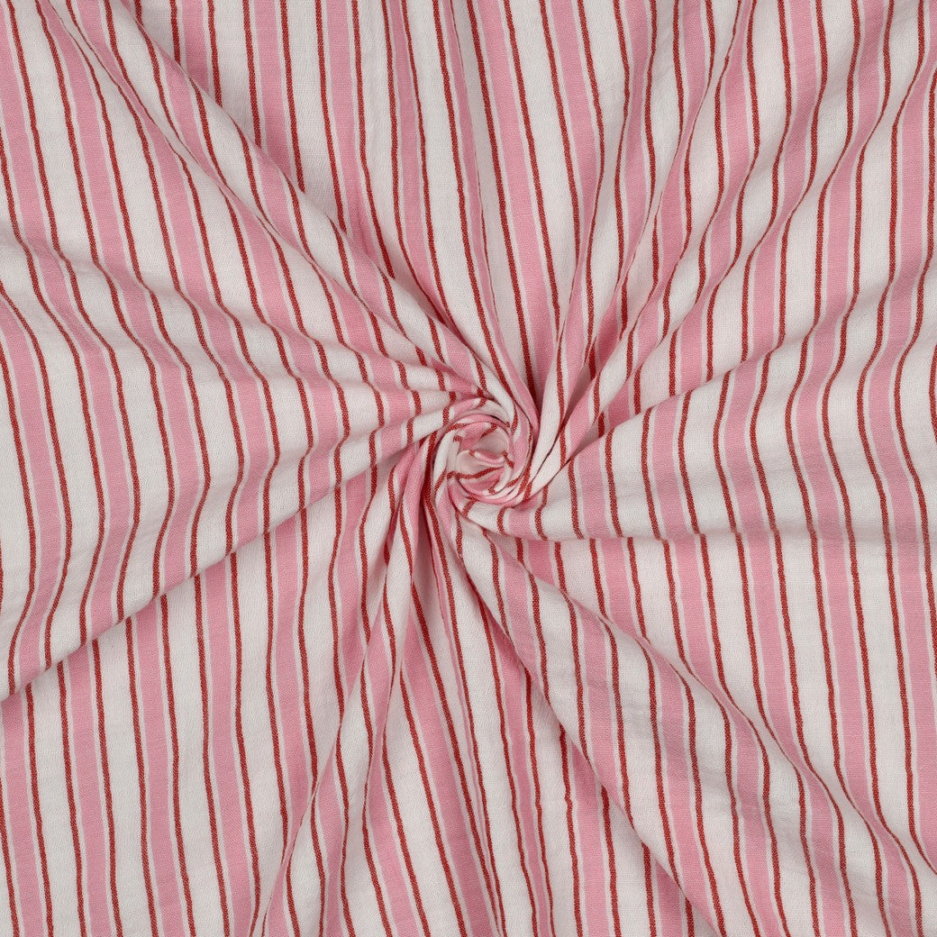Musselin garngefärbt Streifen breit rosa rot