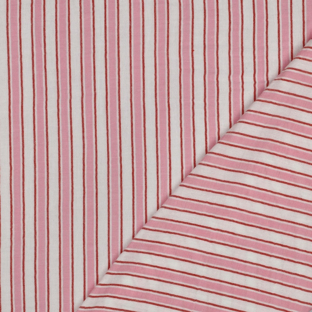Musselin garngefärbt Streifen breit rosa rot