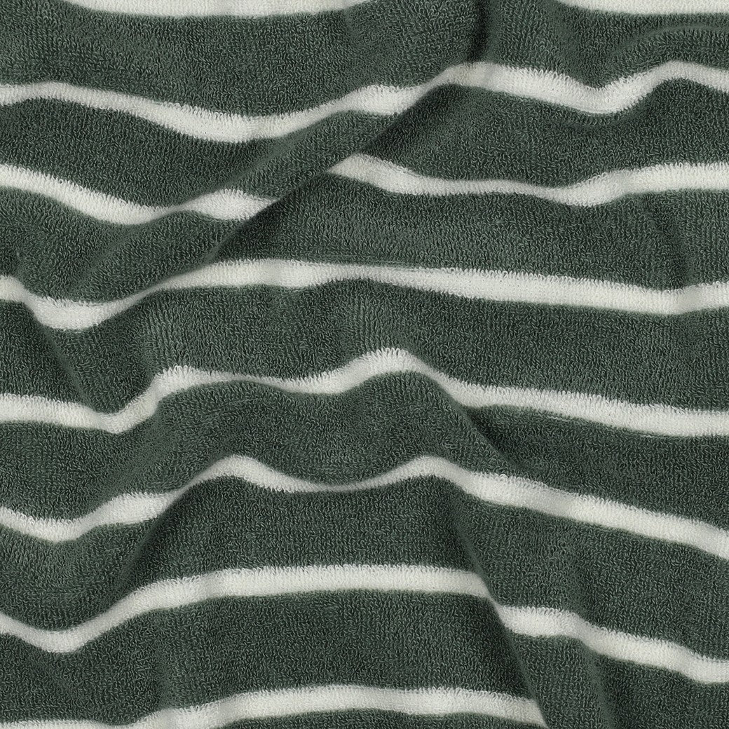 Bald erhältlich - Frottee Baumwolle garngefärbt Streifen salbei ecru