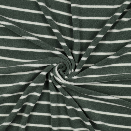 Bald erhältlich - Frottee Baumwolle garngefärbt Streifen salbei ecru