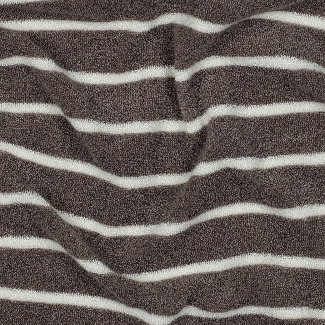 Bald erhältlich - Frottee Baumwolle garngefärbt Streifen taupe ecru