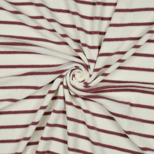 Bald erhältlich - Frottee Baumwolle garngefärbt Streifen ecru mauve