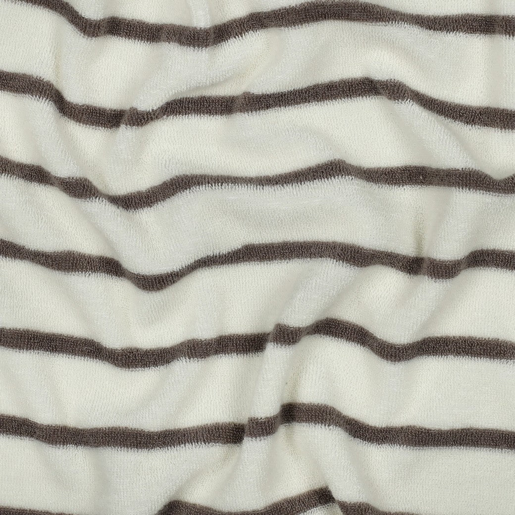 Bald erhältlich - Frottee Baumwolle garngefärbt Streifen ecru taupe