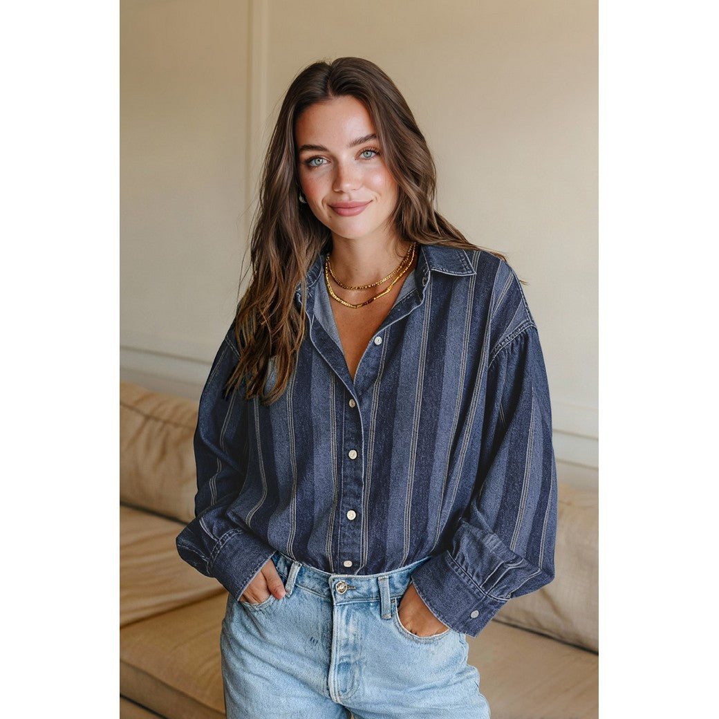 Jeans Denim Streifen neon blau